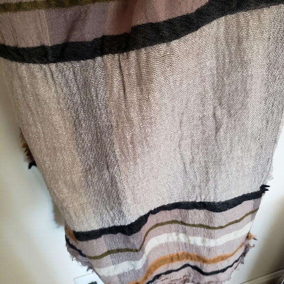 Echo Oversized Wrap Blanket Scarf Lightweight Rayon Wool Neutral Browns Fringe - Picture 8 of 12